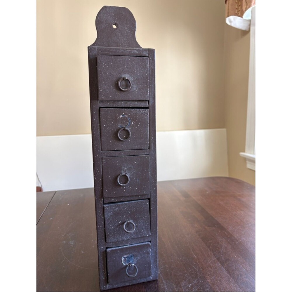 Rustic Farmhouse 5-Drawer Dark Brown Organizer Drawers